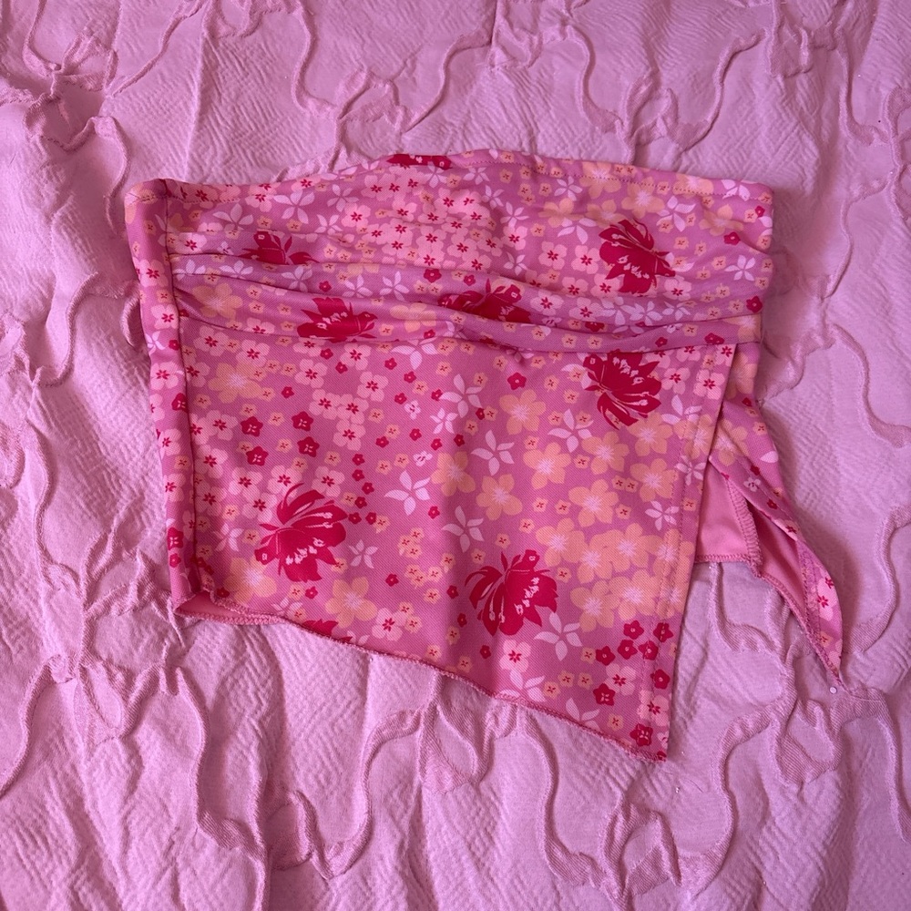 Floral Pink and Yellow tube top